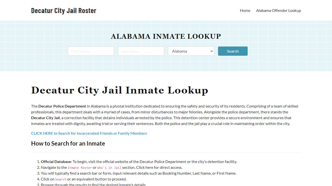 Decatur Police Department & City Jail, AL Inmate Roster, Arrests, Mugshots