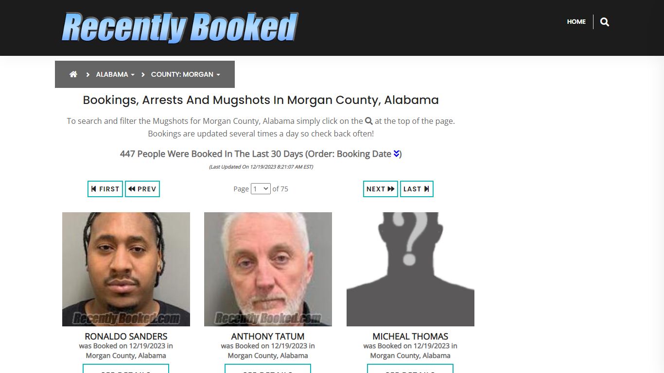 Bookings, Arrests and Mugshots in Morgan County, Alabama